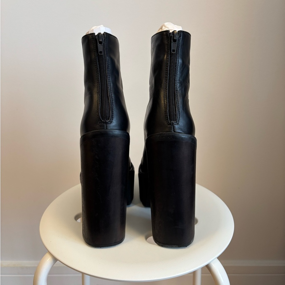 Jeffrey Campbell Black Leather Mulder Platform Booties Size US 7.5 - Picture 3 of 6
